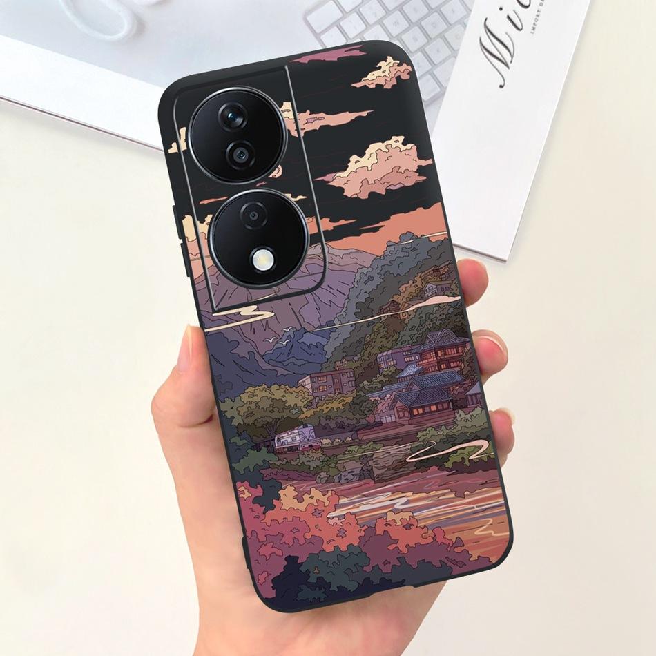 Cool Fashion Moon Printed Case For Honor X7b Candy Color Soft Silicon TPU Shockproof Phone Cases For HonorX7b X 7B 4G CLK-LX2