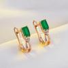 New Emerald Square Cut Zircon Drop Earrings For Women Luxury  Rose Gold Color High Quality Daily Fine Jewelry Best Gift
