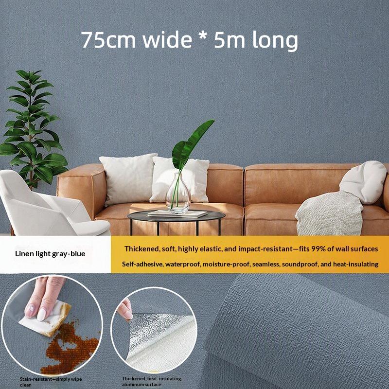 Self-Adhesive 3D Linen Foam Wall Sticker Moisture-Proof Wallpaper For Living Room Bedroom Bathroom Dormitory Home Decorationecor