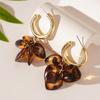 Meillard Leopard Print Acrylic Heart Geometric Earrings - Autumn Winter Retro Niche High-End Accessories for Women.