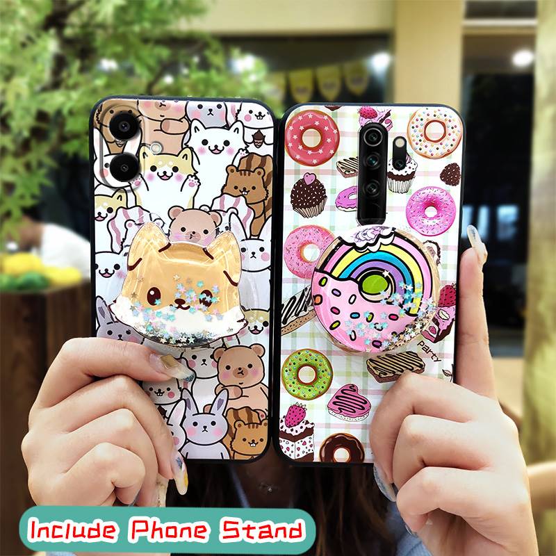 Fashion Design Dirt-resistant Phone Case For Samsung Galaxy A07 Glitter Soft Case Rotatable Stand Skin Feel Silicone TPU