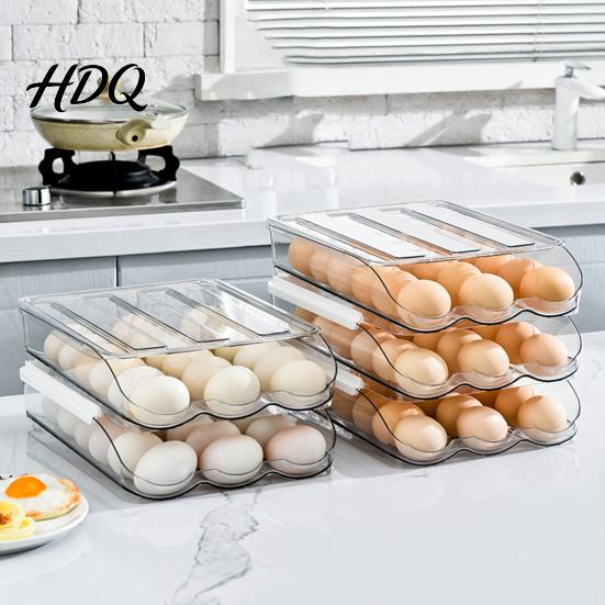Double Layer Egg Organizer for Kitchen Stackable Storage Box 7 Degree Gentle Slope Design Compact Holder Pantry Transparent Plastic Container