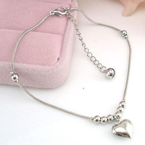 Women's Fashion Heart-Shaped Pendant Beads Foot Chain Sandal Beach Anklet Gift