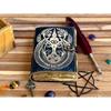 Handmade Leather Journal with Deckle Edge Paper Third Eye Grimoire Journal Antique Blank Spell Wiccan Notebook Horror Special Book