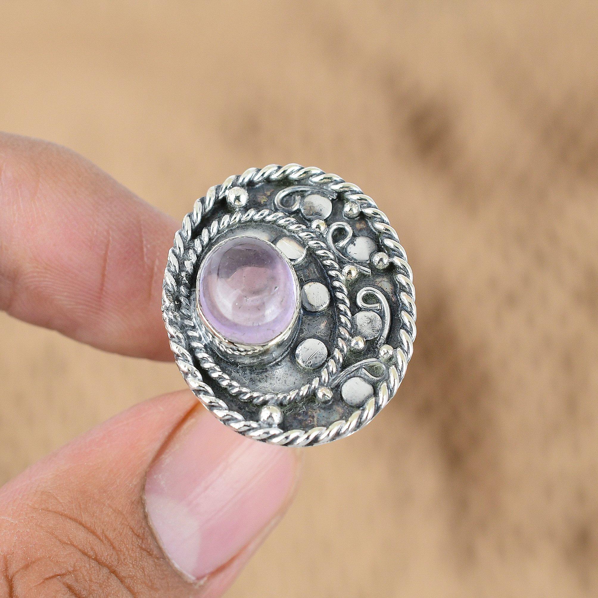 African Amethyst 925 sterling silver real gemstone ring Yes