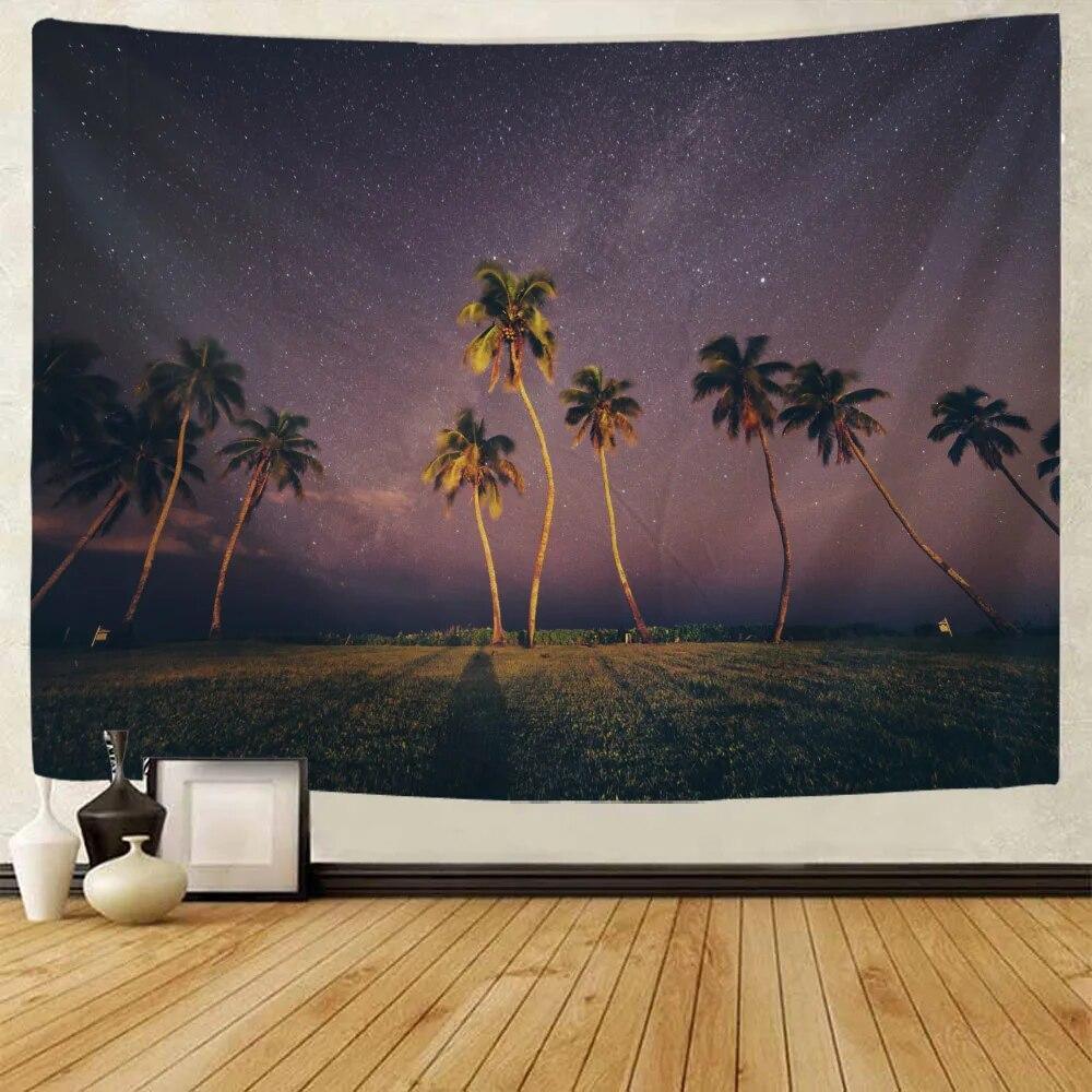 Starry Sky Tapestry Decoration Moon Night Landscape Printing Wall Hanging Living Room Bedroom Art Decoration Blanket