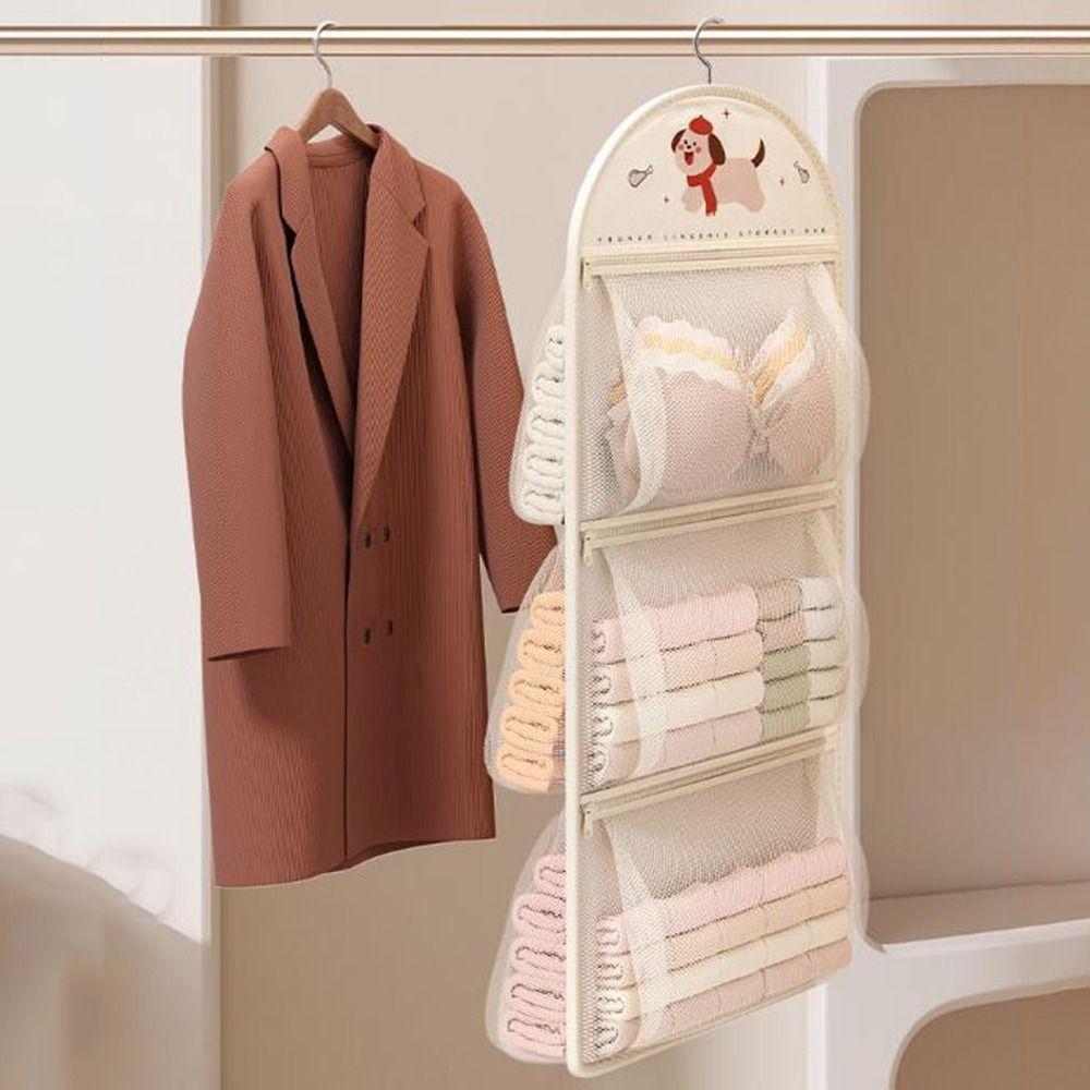 Cartoon Underwear Socks Storage Bag Mesh Clothing Storage Bags Hanging Mesh Bag  for Home