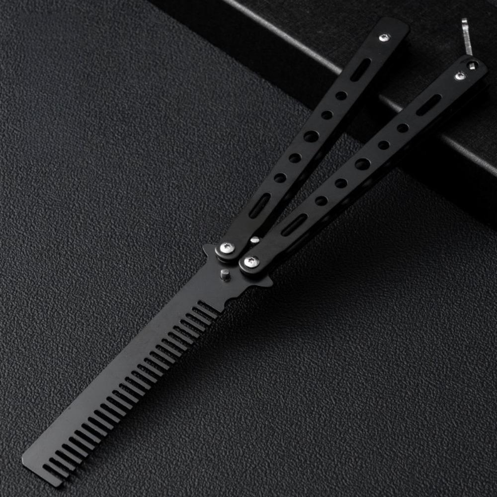 Foldable Butterfly Knife Comb with Buckle Styling Tool Comb New Beard Comb Photo Props
