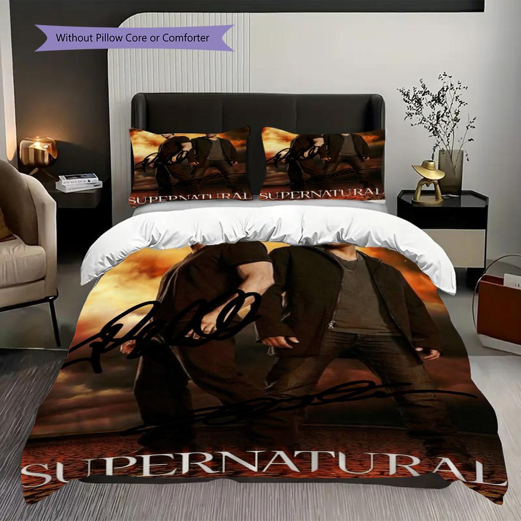Supernatural Mystery Bedding (1 * duvet cover + 2 * pillowcase, without core) 2D Flat Duvet cover and pillowcase Christmas birthday gift Bedding set
