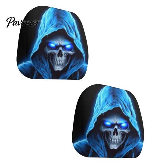 Horror Theme Auto Accessories Funny Expression Car Headrest Cover,Elastic Seat Protector, Universal Scary Novelty Gift for Lovers Ghost Face Interior