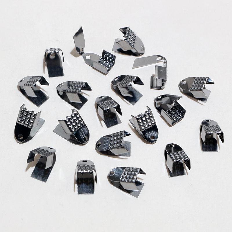 200pcs Cove Clasps Cord End Caps 4/5/6mm Width String Ribbon Leather Rope Clip Tip Fold Crimp Connectors DIY Jewelry Findings