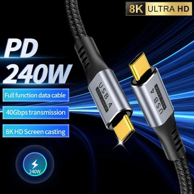 240W USB4 Cable PD Fast Charging Cable 8K@60Hz 40Gbps Type-c Data Video Cord For Samsung  Xiaomi Macbook Pro iPad