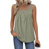 Women's Fashionable Plain Color, Round Neck, Button-Decorated Sleeveless Vest Top, Suitable For Both Inner And Outer Wear.
