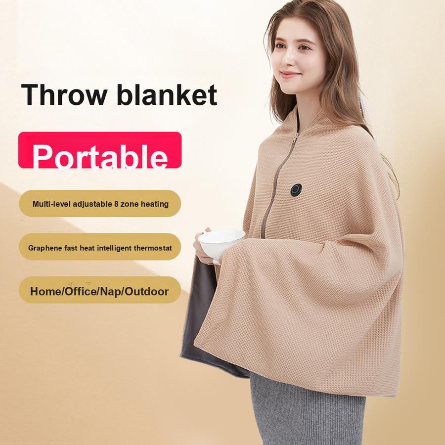 Hot Sale Portable Electric Heated Travel Blanket with USB Charging for Outdoor Use, Office Warming Blanket Without Power Bank