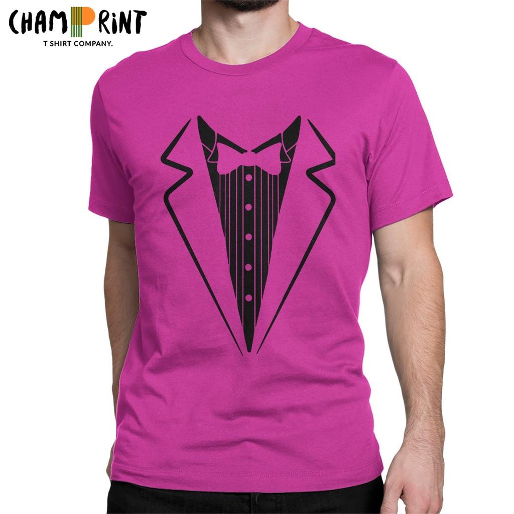 Men T Shirt Fake Bow Tie Tuxedo Novelty Cotton Tee Shirt Short Sleeve T Shirts Crewneck