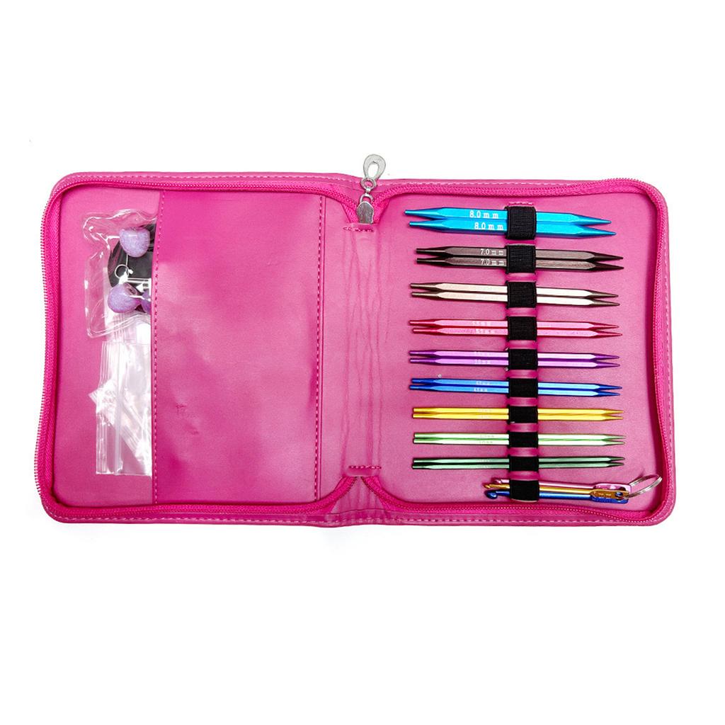9Pairs Interchangeable Circular Knitting Needle Crochet Hook Set with Case 3.5mm-8.0mm for Knitting Weaving Sweater Hat