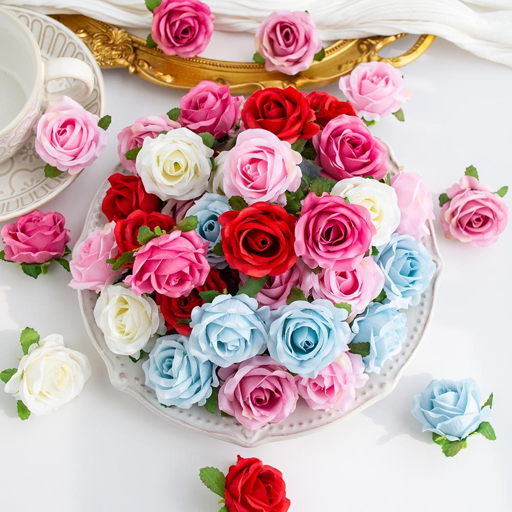 Artificial Flowers Silk Rose Heads Home Vase Wedding Garden Decor Christmas Outdoor Party DIY Gift Box Scrapbook Craft Hot Sale