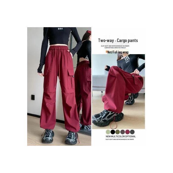 

Women s Quick-Dry American Work Pants: Spring/Summer, Casual Lantern Cuff, Multi-Color, Wide-Leg M вино красного