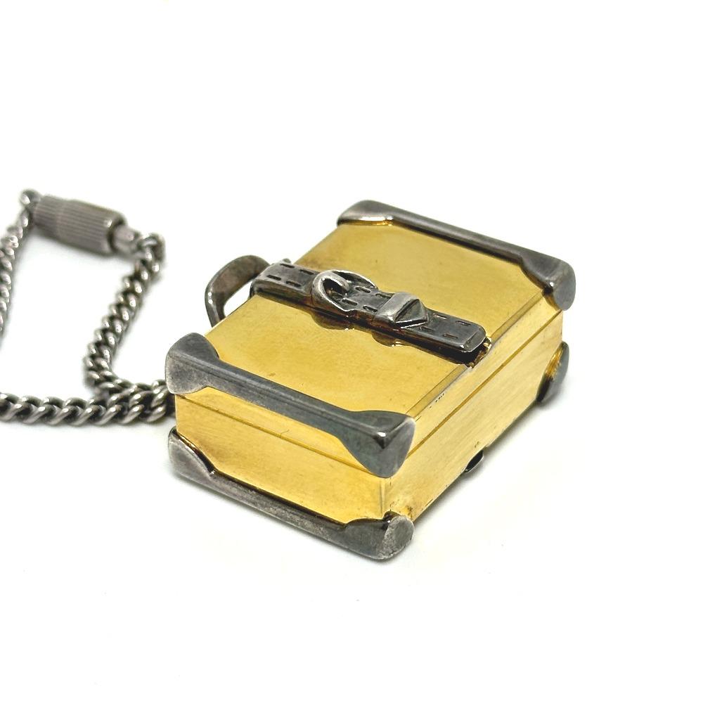 GUCCI Old Gucci Trunk Key Holder Bag Charm Metal Gold x Silver