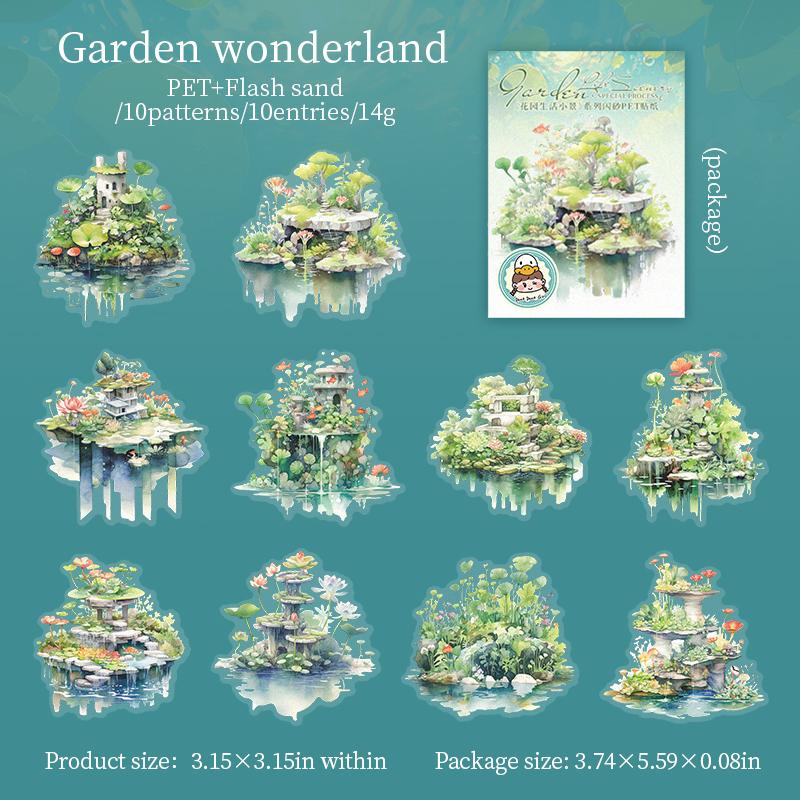 

10 sheets Anime Cartoon Garden Landscape Stickers INS Aesthetic Decals for Scrapbooking Phone Diary Laptop Stationery supplies