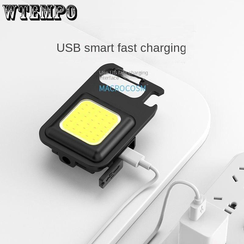 COB Work Light Outdoor Strong Light Torch Mini Multifunctional Emergency Keychain Light USB Rechargeable Tent Camping Light Cob Work Light