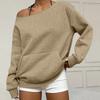Women's Casual Fashion Solid Color Off-shoulder Long-sleeved Loose Sweatshirt With Pockets