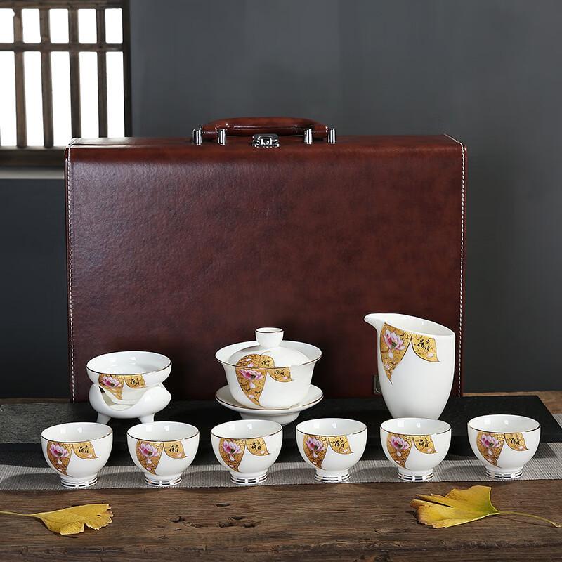 Chaxun Mutton Fat Jade Porcelain Tea Set, Lotus Charm Series