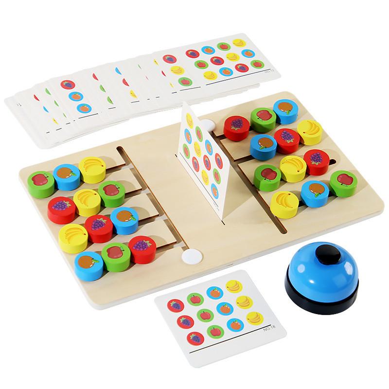 Sorting Wooden Fruit Board Game For Kids With Interactive Dual Challenge Player