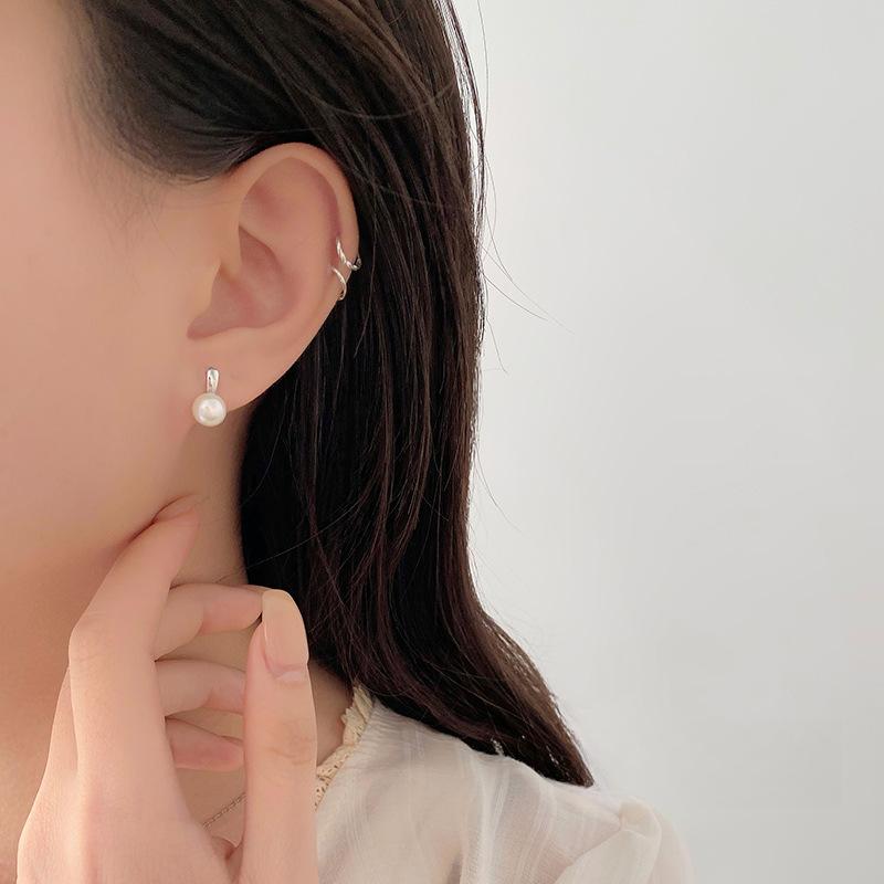Simple One-letter Pearl Earrings for Women French Temperament Versatile High-end Earrings