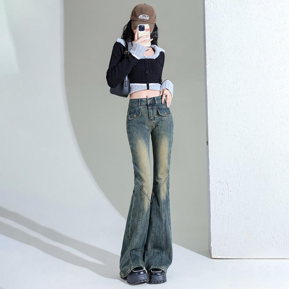American personalized high street micro-speaker jeans women's autumn 2025 new design niche jeans