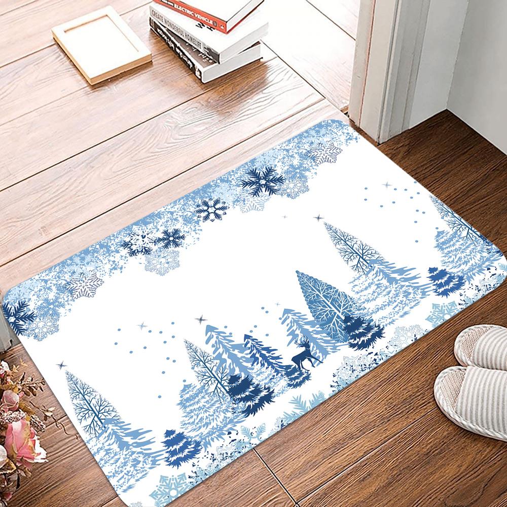 Christmas Door Mat Plaid Pattern Welcome Rug Festive Home Decor Mat Non Slip Floor Protector for Xmas Entrance