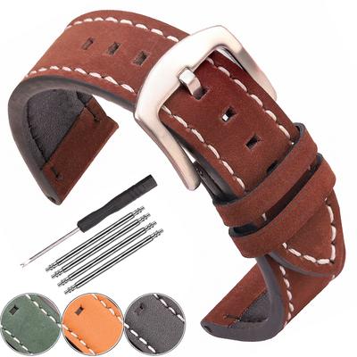 Měkký kožený řemínek k hodinkám 18mm 20mm 22mm 24mm Černý Žlutý Kávově zelený Řemínek Spona z nerezové oceli Příslušenství k řemínkům