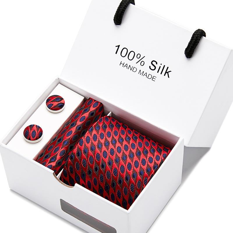 Men'S Tie Gift Box 5-Piece Set Tie Pocket Towel Scarf Cuff