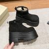 Women Snow Boots Non-slip Winter Warm Plush Short Boots Thick Fur High Platform Ankle Boots 10CM Suede Leather Chunky Sneakers