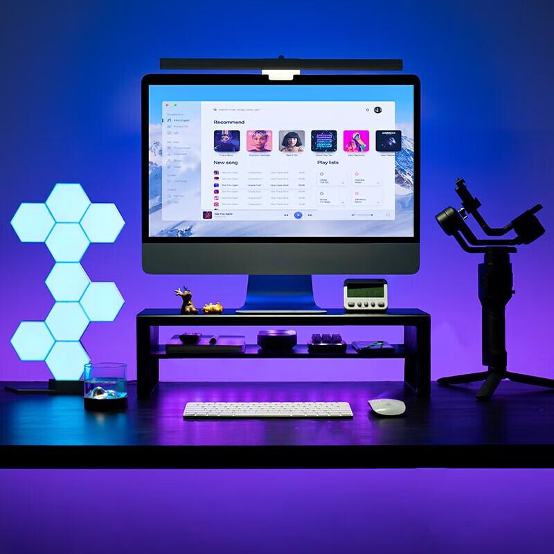 Monitor Riser with RGB Lighting and Wireless Fast Charging