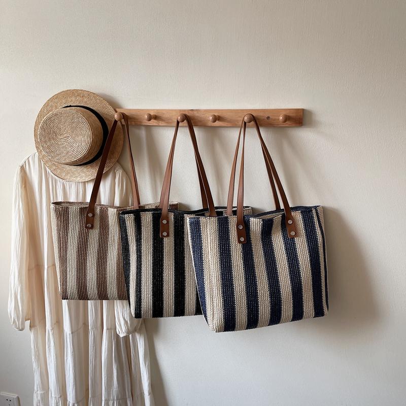 Strohtasche Damen Strandtasche Schultertasche Gewebte Tasche Pendler Große Kapazität Tragetasche