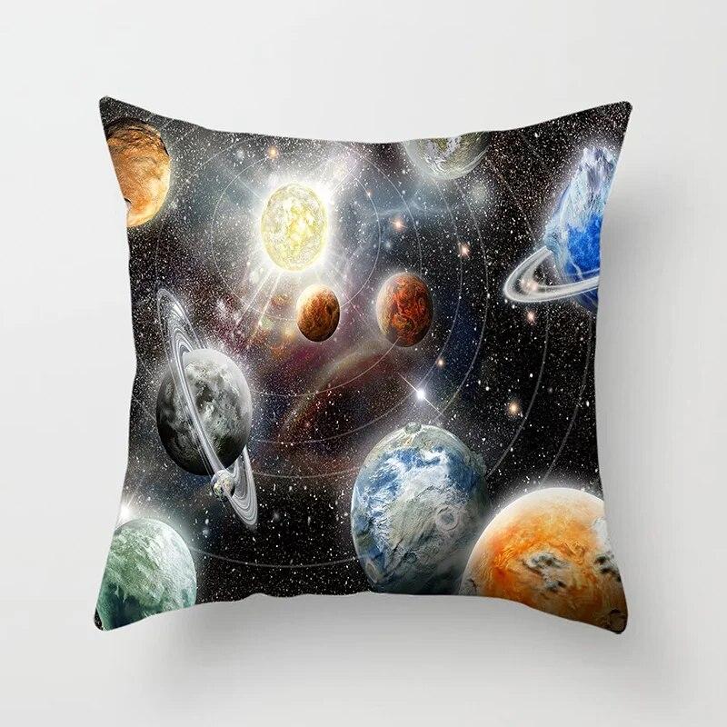 Starry Sky Landscape Planet Series Printed Pillowcase Sofa Seat Cushion Cover Future Sense Home Decoration Embrace