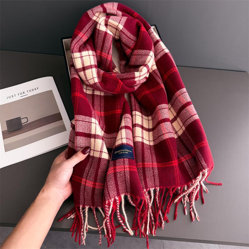 

Autumn And Winter Retro Atmosphere Warm Scarf Women S Shawl Versatile Commuter Fringed Fine Sand Imitation Cashmere Scarf 200cmX53cm (with tassel)