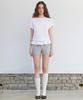 Lense Eyelet Frill Half T-Shirt White