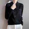 Lapel Knitted Cardigan Solid Color Loose with Pockets, Versatile Spring New Top Coat