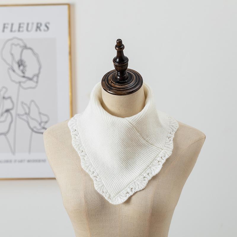 

Женский зимний вязаный кружевной шарф-кольцо, уличный теплый гольф, грелка для шеи, съемный зимний ветрозащитный треугольный шарф 29*26см