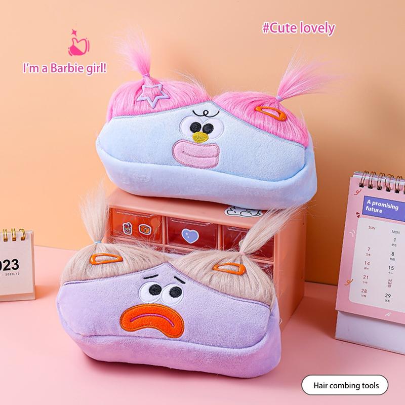 Explosive Hair Ugly Doll Plush Large Intestine Pen Bag Big Eyes Monster Sweet Girl Heart Storage Bag Plush Toy Stationery Box