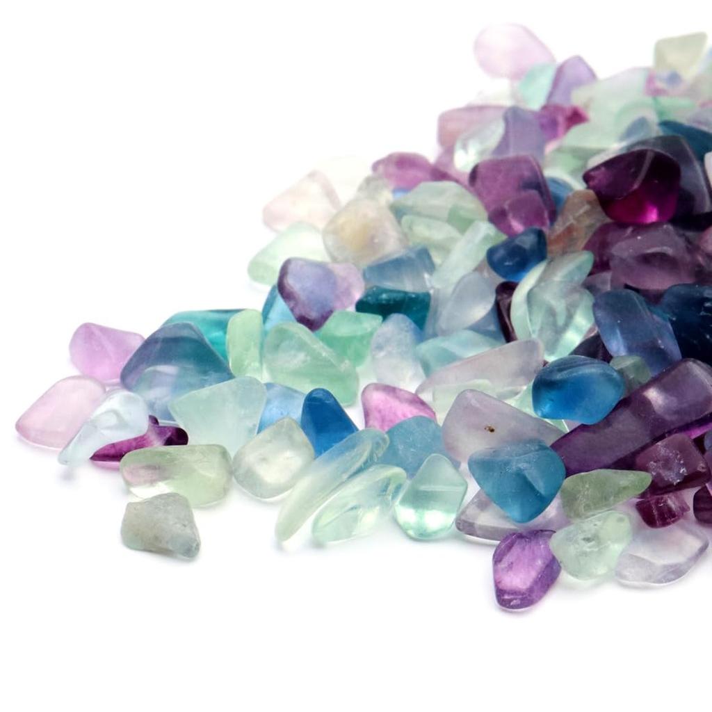 Fluorite Medium Natural Power Stone [GOLD STONE] Pebbles, Size, 100g, Fluorite, Multicolor, Stone,