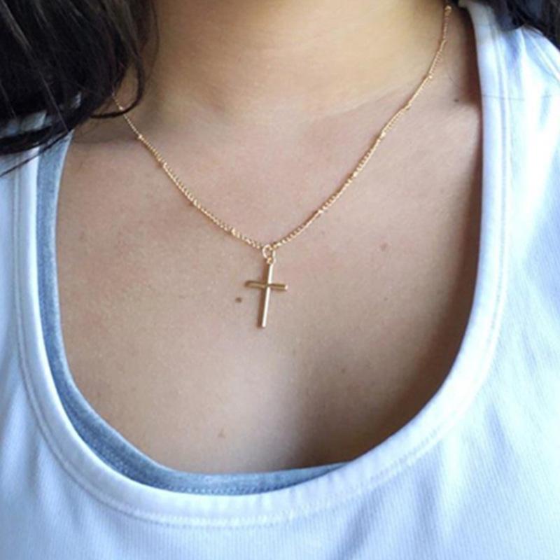 European and American Jewelry Cross Pendant Necklace Clavicle Chain Long Holy Mother