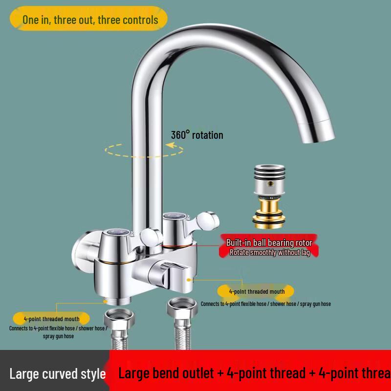 Three-Outlet Faucet for Washing Machine & Mop Sink