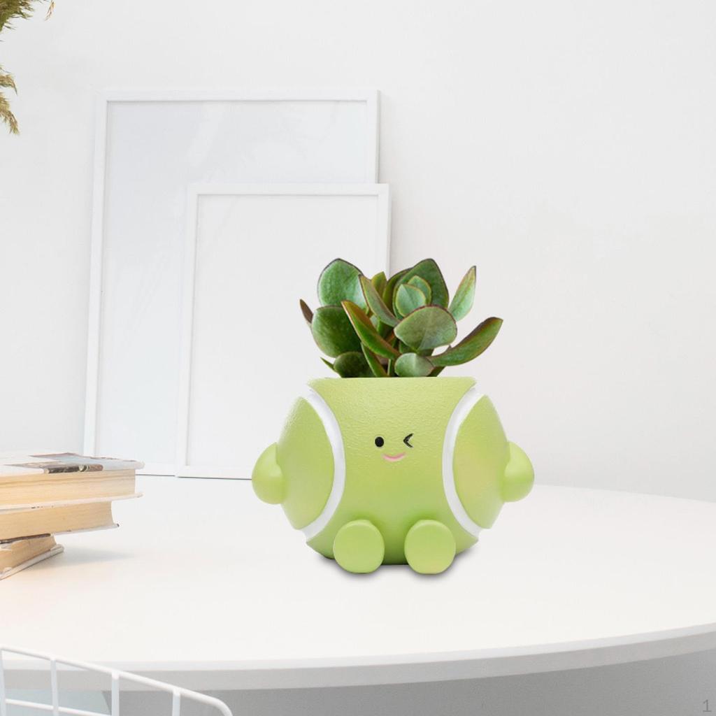 Small Face Planter Flower Pot Home Decor Sports Themed Creative Resin Plant with Drainage for