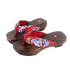 Women's Japanese Style Non-slip Wooden Flip Flops, Paulownia Flat Bottom Toe Post Sandals, Wear-resistant Clogs with Medium To High Sole.