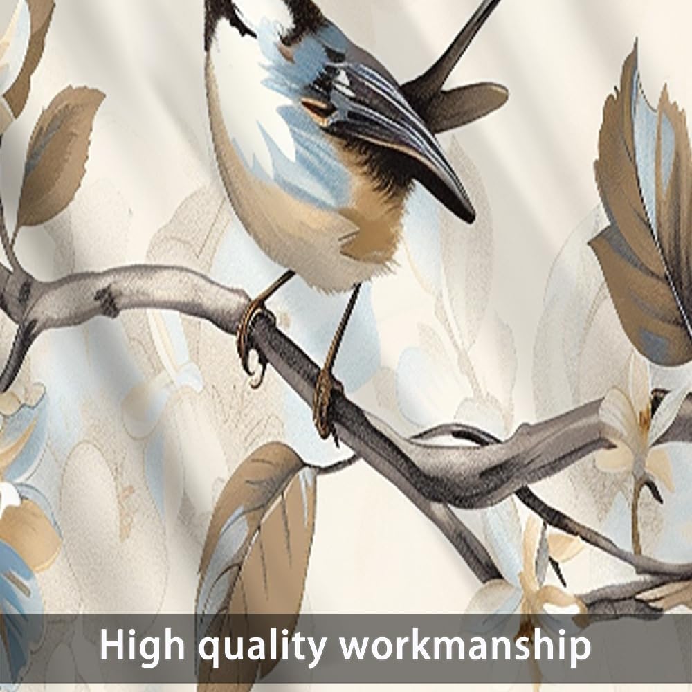 1 Panel Retro Branch Bird Window Valances, Floral Nature Animal Window Treatment Decor Curtains Rod Pocket Valances for Kitchen/Living Room, 54" X