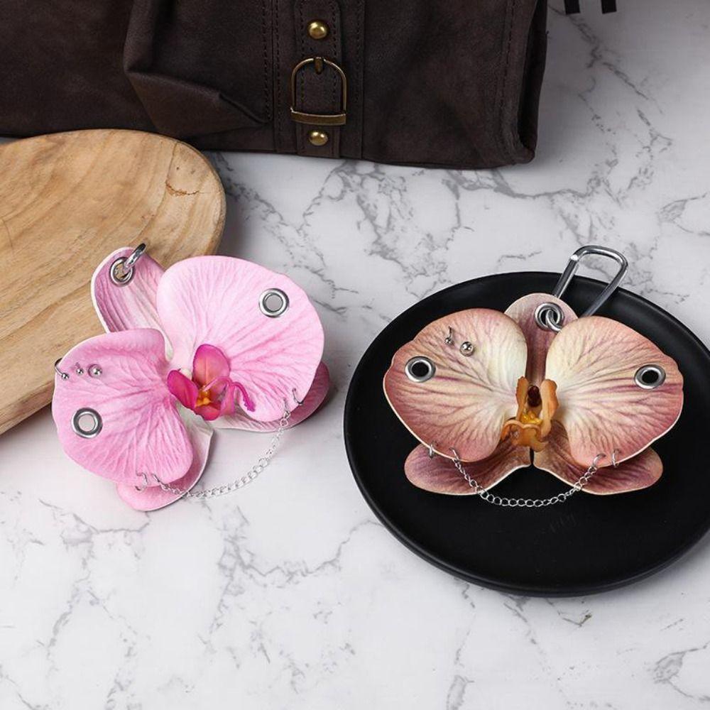 Keyring Phalaenopsis Orchid Keychain Phone Charms Bag Pendant Imitation Flower Pendant Couple Kids