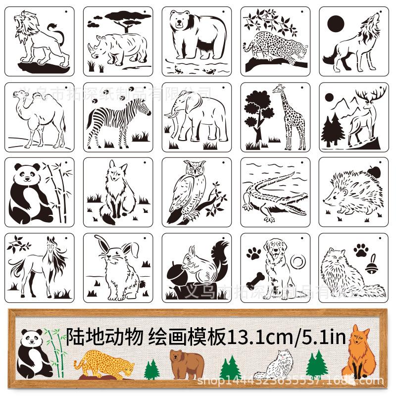 20 Pieces Forest Animal Stencils for Painting Reusable - Spray Painting Drawing Templates for Wood & Fabric DIY Crafts